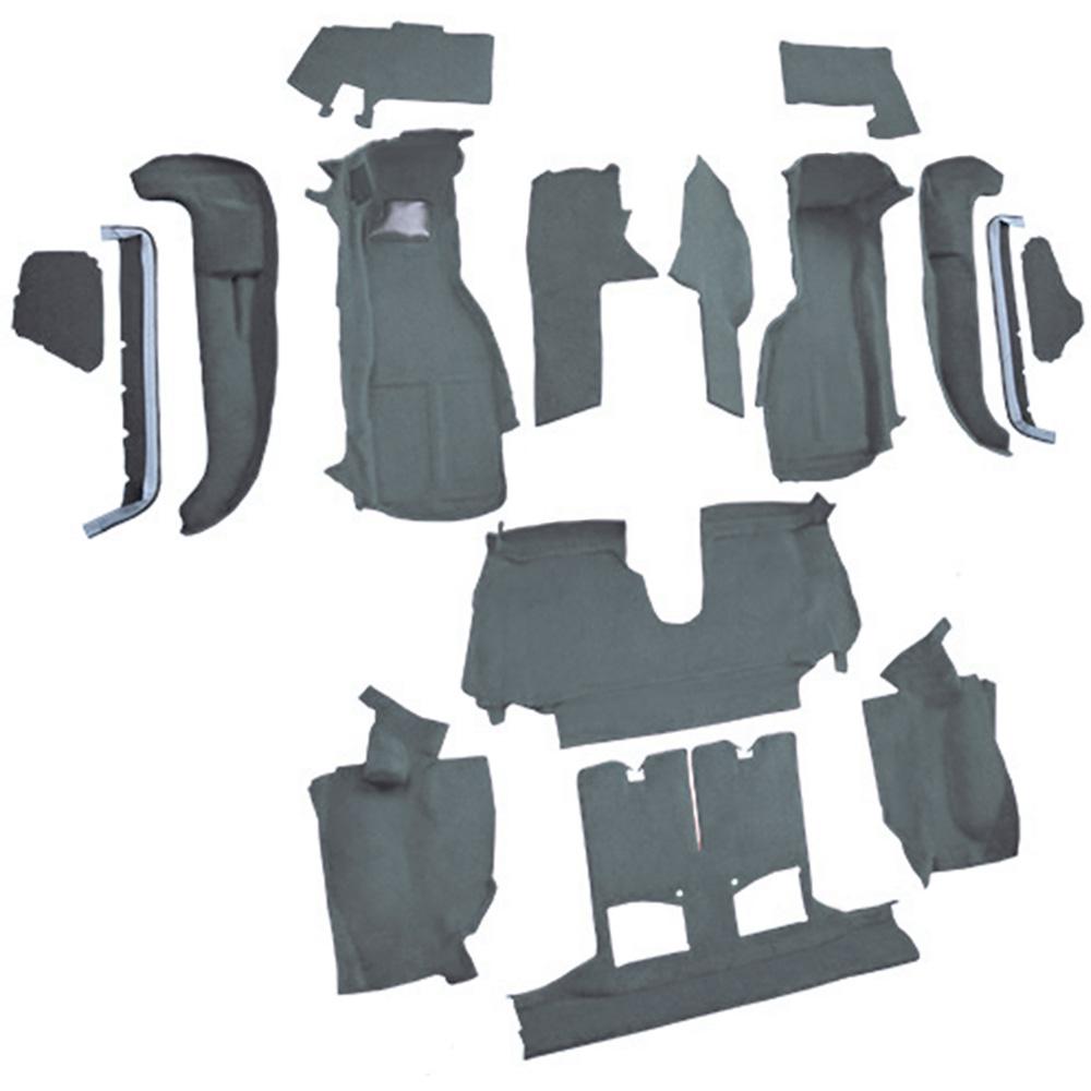 1990-93 Chevrolet Corvette Convertible w/2 Door Latches Complete Molded Carpet Set w/ Heel Pad Cutpile Steel Blue / Crystal Blue