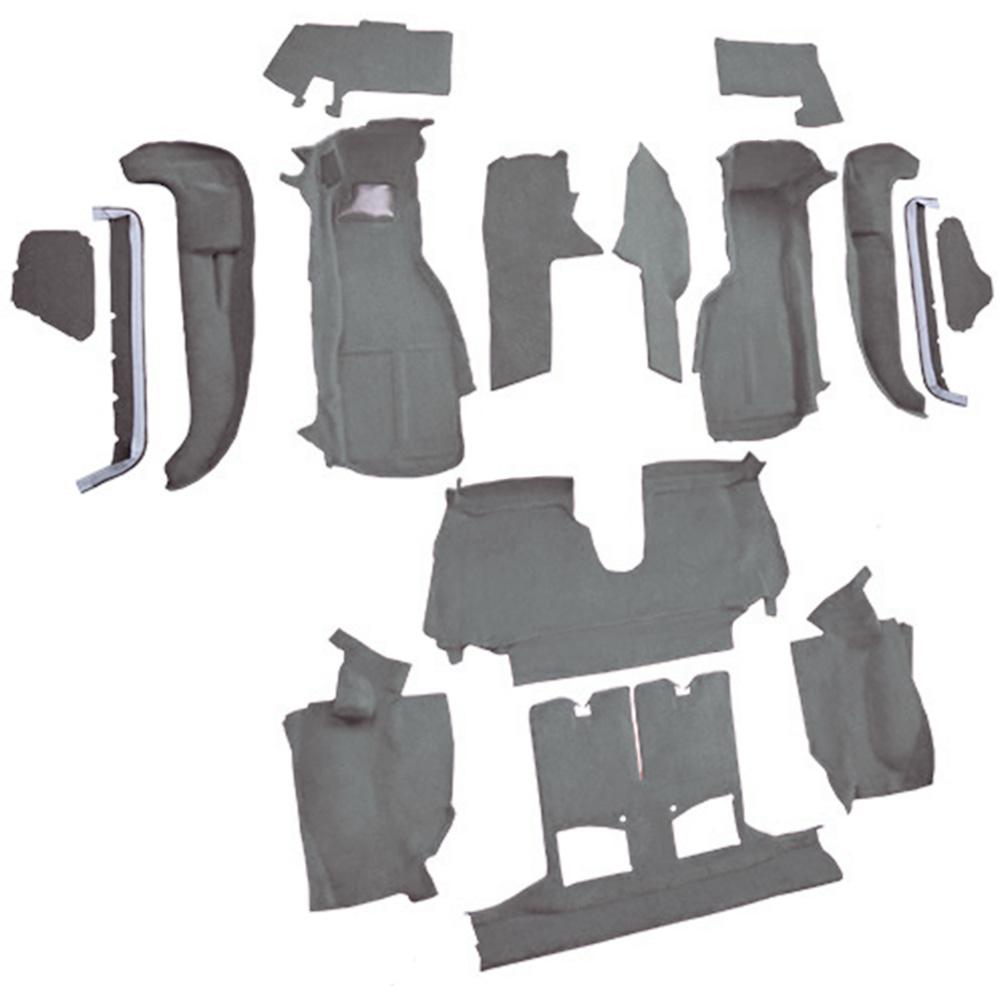 1990-93 Chevrolet Corvette Convertible w/2 Door Latches Complete Molded Carpet Set w/ Heel Pad Cutpile Smoke