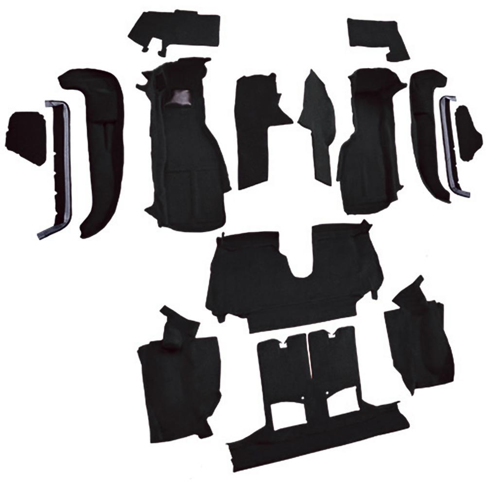 1990-93 Chevrolet Corvette Convertible w/2 Door Latches Complete Molded Carpet Set Cutpile Black
