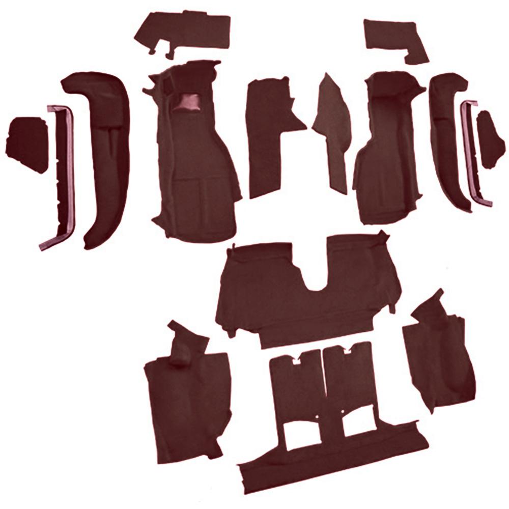 1990-93 Chevrolet Corvette Convertible w/2 Door Latches Complete Molded Carpet Set Cutpile Ruby Red