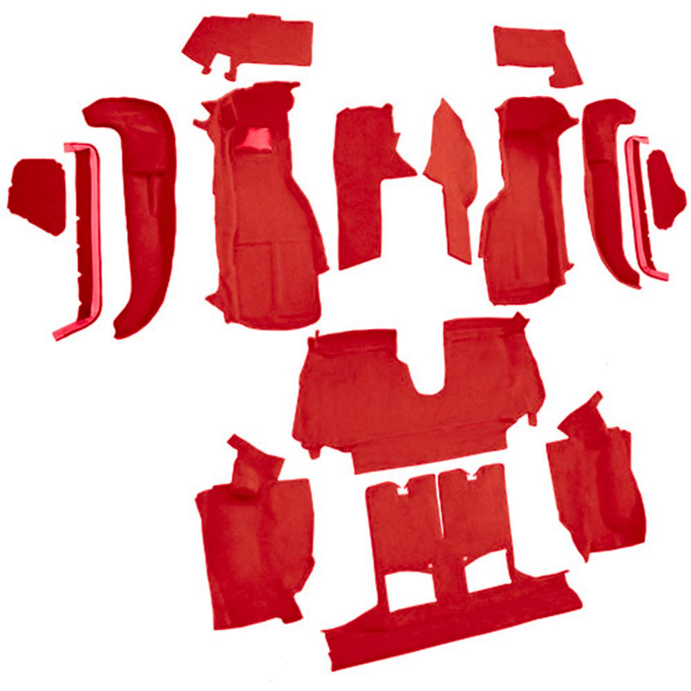 1990-93 Chevrolet Corvette Convertible w/2 Door Latches Complete Molded Carpet Set Cutpile Torch Red