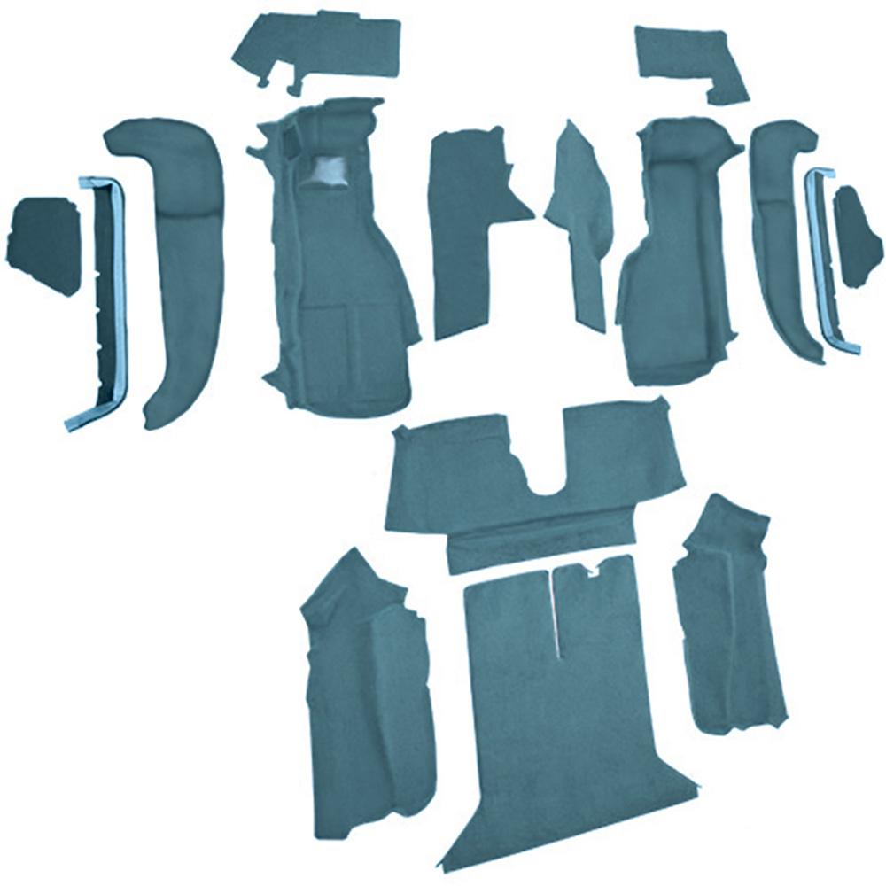 1992-93 Chevrolet Corvette Coupe w/1 Door Latch Complete Molded Carpet Set w/ Heel Pad Cutpile Metallic Blue