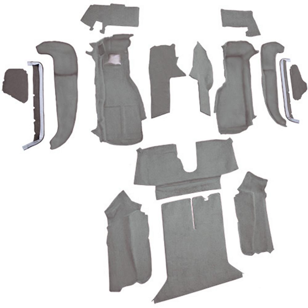 1992-93 Chevrolet Corvette Coupe w/1 Door Latch Complete Molded Carpet Set Cutpile Medium Gray/Pewter