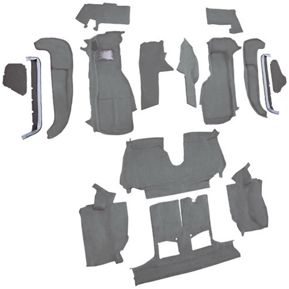 1992-93 Chevrolet Corvette Convertible w/1 Door Latch Complete Molded Carpet Set w/ Heel Pad Cutpile Smoke