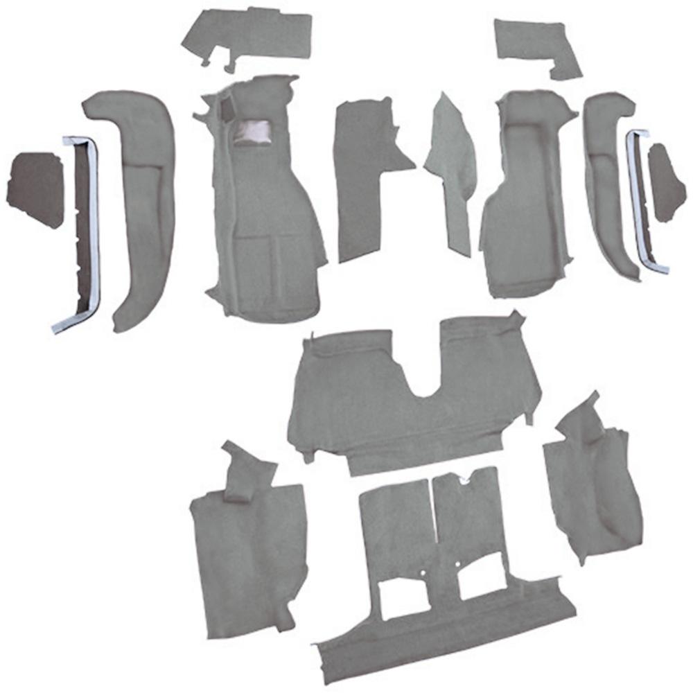 1992-93 Chevrolet Corvette Convertible w/1 Door Latch Complete Molded Carpet Set Cutpile Medium Gray/Pewter