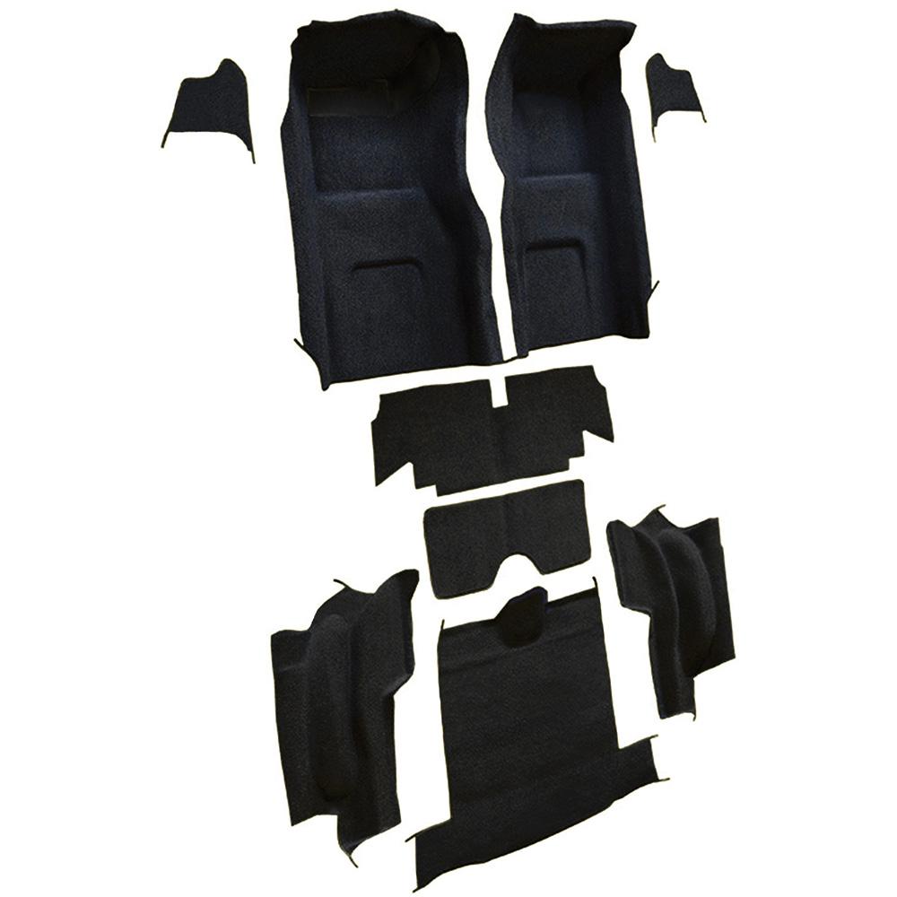 1965-66 Chevrolet Corvette Roadster Complete Molded Carpet Set w/o Heel Pad Loop Black