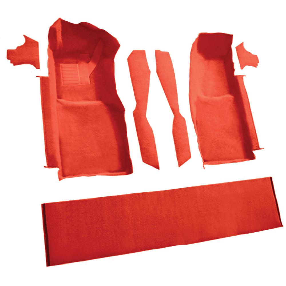 1978-80 Chevrolet Corvette Front Molded Carpet Set w/ Console Strips, Kick Panels & Door Panels Cutpile Firethorn/Medium Red