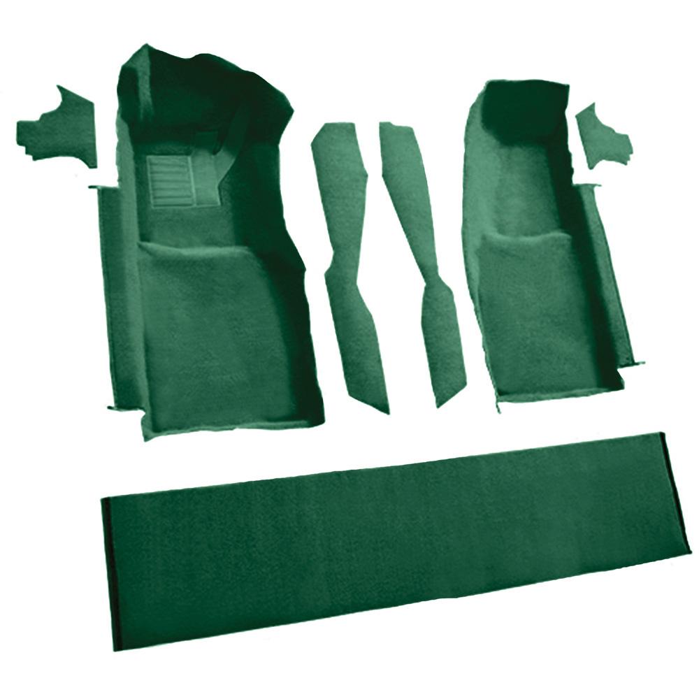1978-80 Chevrolet Corvette Front Molded Carpet Set w/ Console Strips, Kick Panels & Door Panels Cutpile Dark Green
