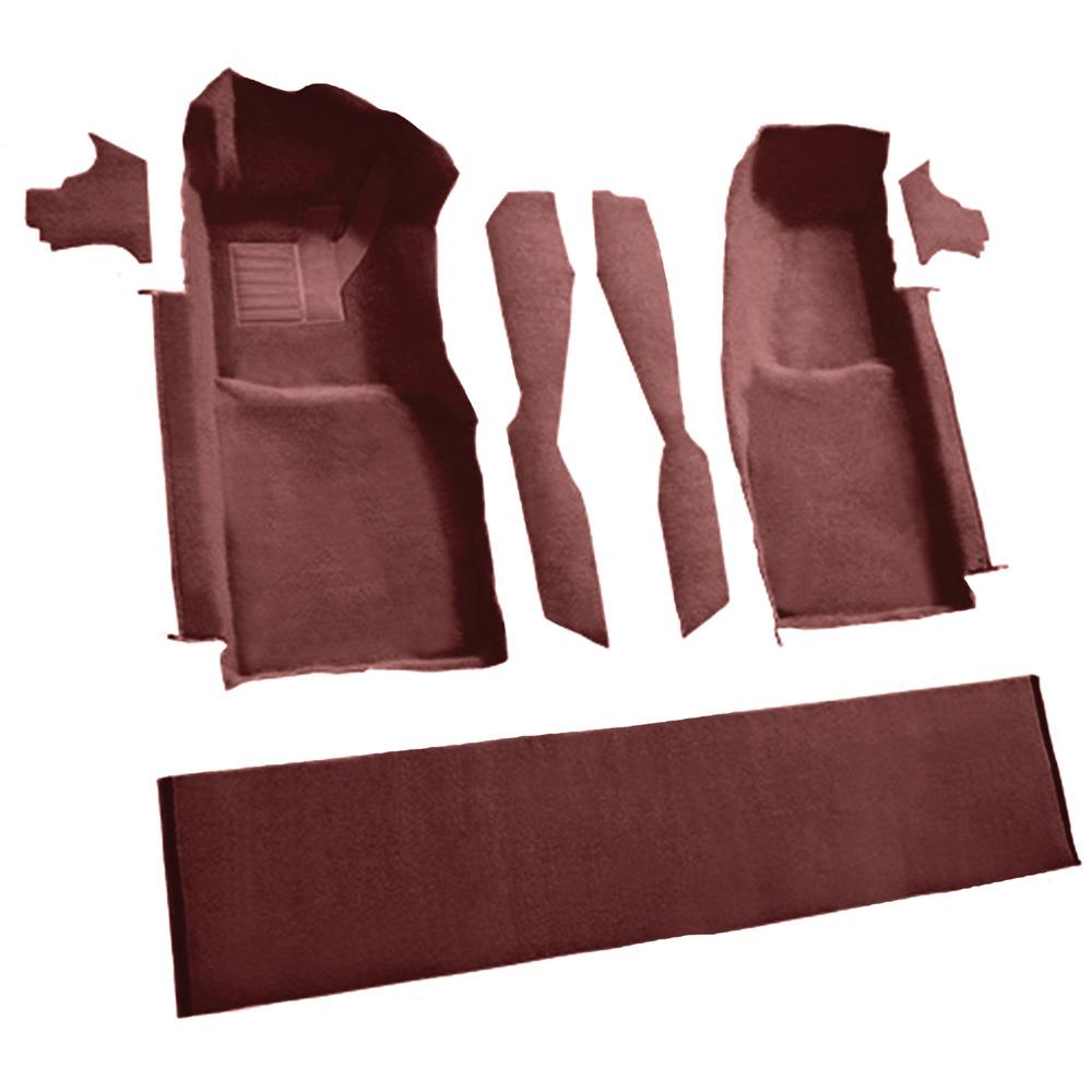 1978-80 Chevrolet Corvette Front Molded Carpet Set w/ Console Strips, Kick Panels & Door Panels Cutpile Claret / Oxblood