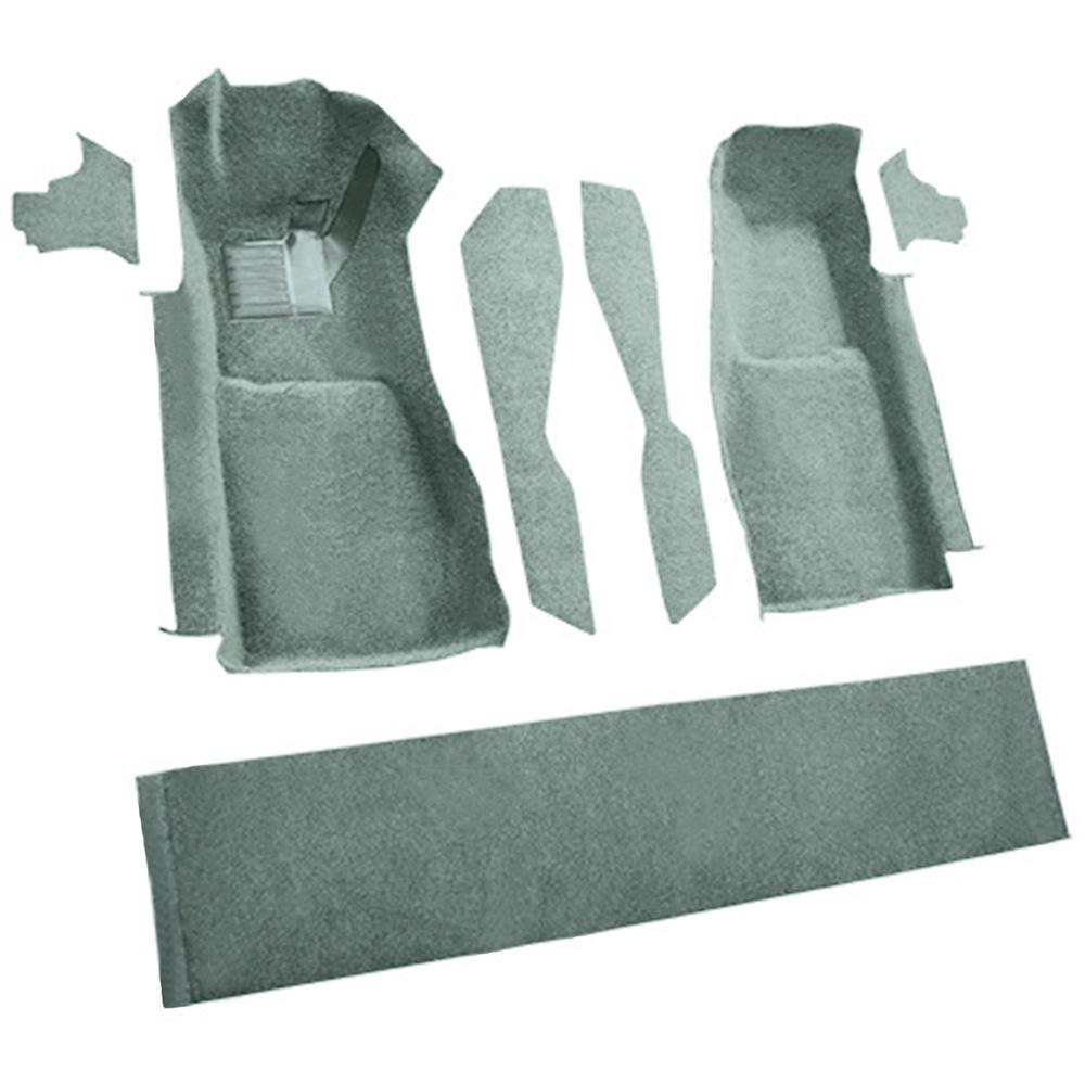 1981-82 Chevrolet Corvette Front Molded Carpet Set w/ Console Strips, Kick Panels & Door Panels Cutpile Silver Green/Jade