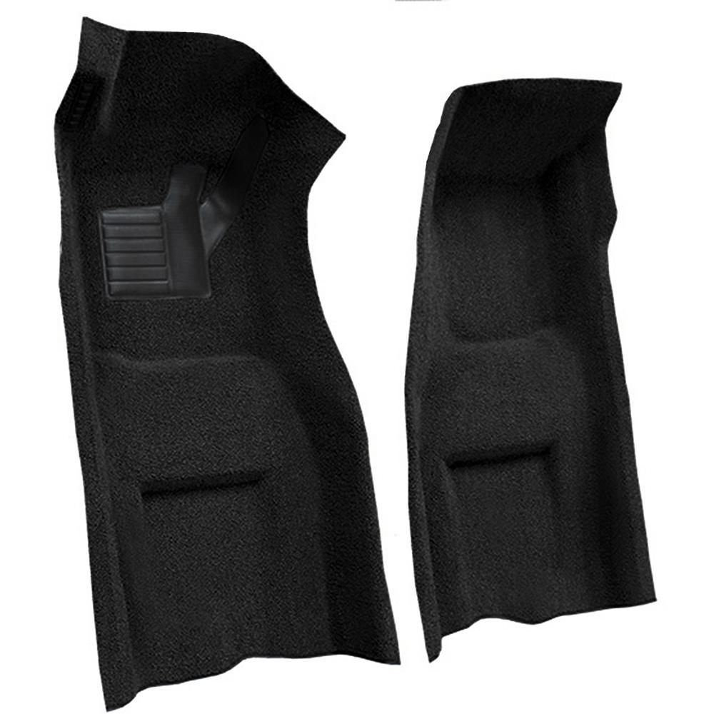 1969-70 Chevrolet Corvette 4-Speed Front Molded Carpet Set w/ Heel Pad & Toe Pad Cutpile Black
