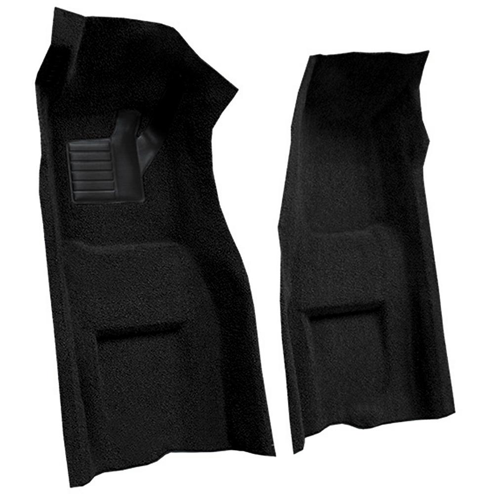 1969-70 Chevrolet Corvette Automatic Front Molded Carpet Set w/ Heel Pad & Toe Pad Cutpile Black