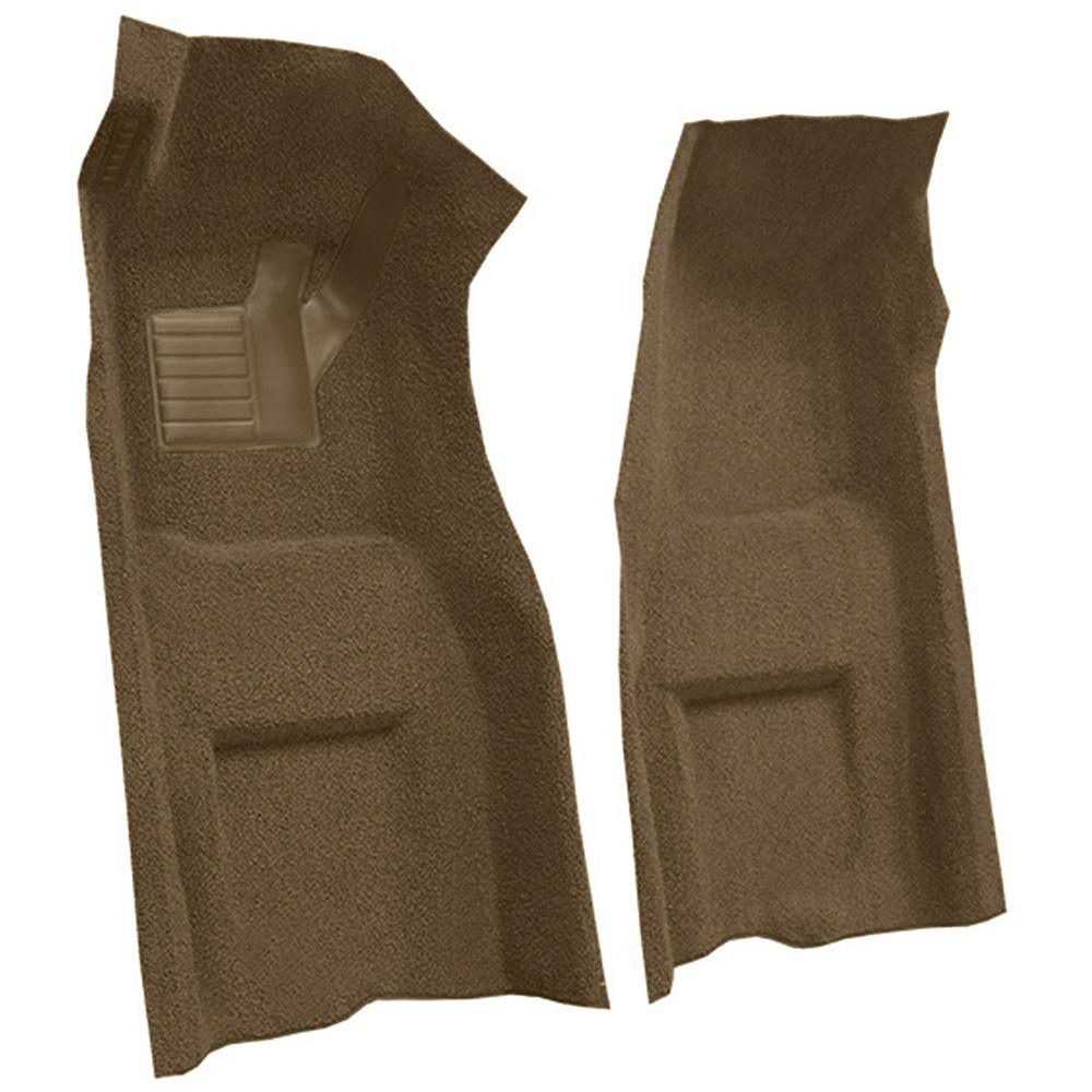 1969-70 Chevrolet Corvette Automatic Front Molded Carpet Set w/ Heel Pad & Toe Pad Cutpile Medium Saddle