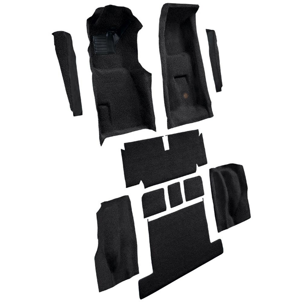 1971-75 Chevrolet Corvette Coupe 4-Speed Complete Molded Carpet Set w/ Heel Pad Cutpile Black