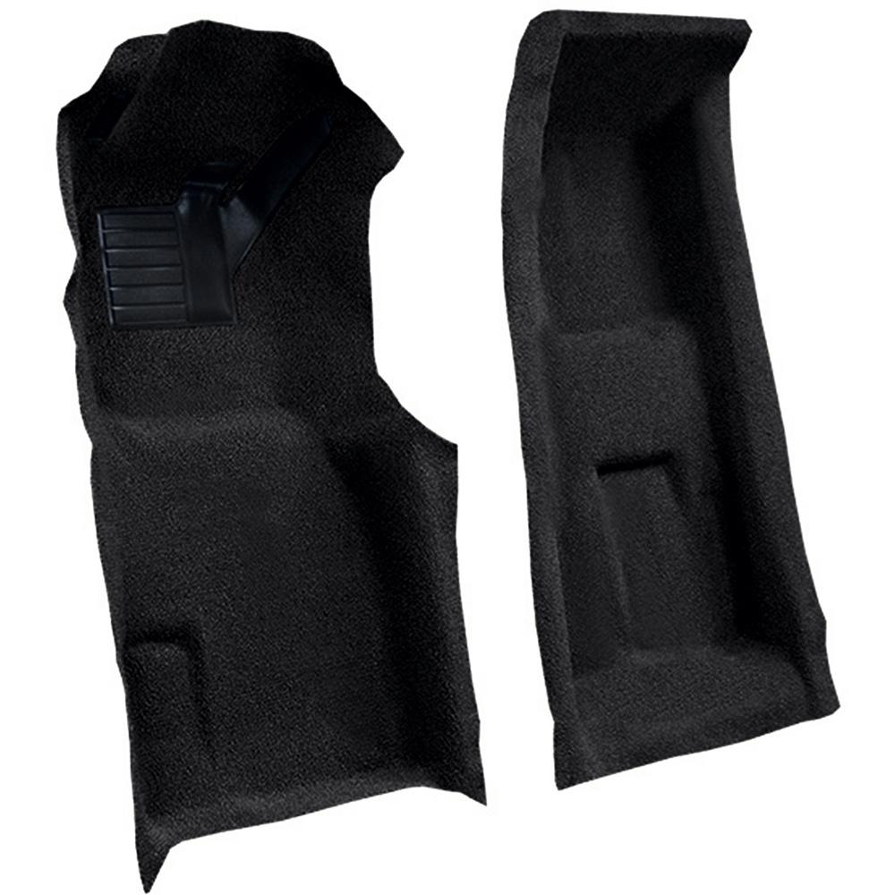 1971-75 Chevrolet Corvette 4-Speed Front Molded Carpet Set w/ Heel Pad Cutpile Black
