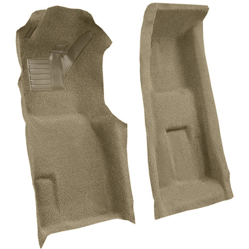 1971-75 Chevrolet Corvette 4-Speed Front Molded Carpet Set w/ Heel Pad Cutpile Medium Saddle