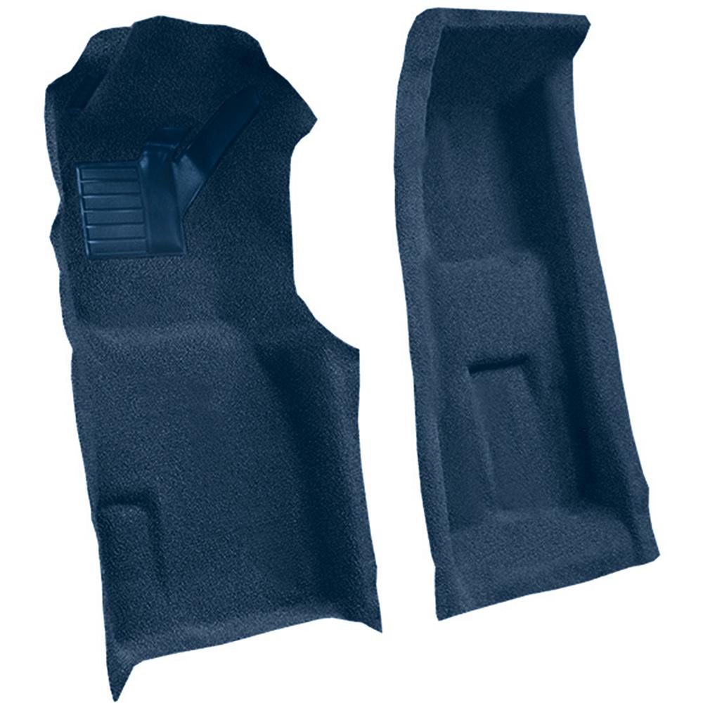 1971-75 Chevrolet Corvette 4-Speed Front Molded Carpet Set w/ Heel Pad Cutpile Royal Blue