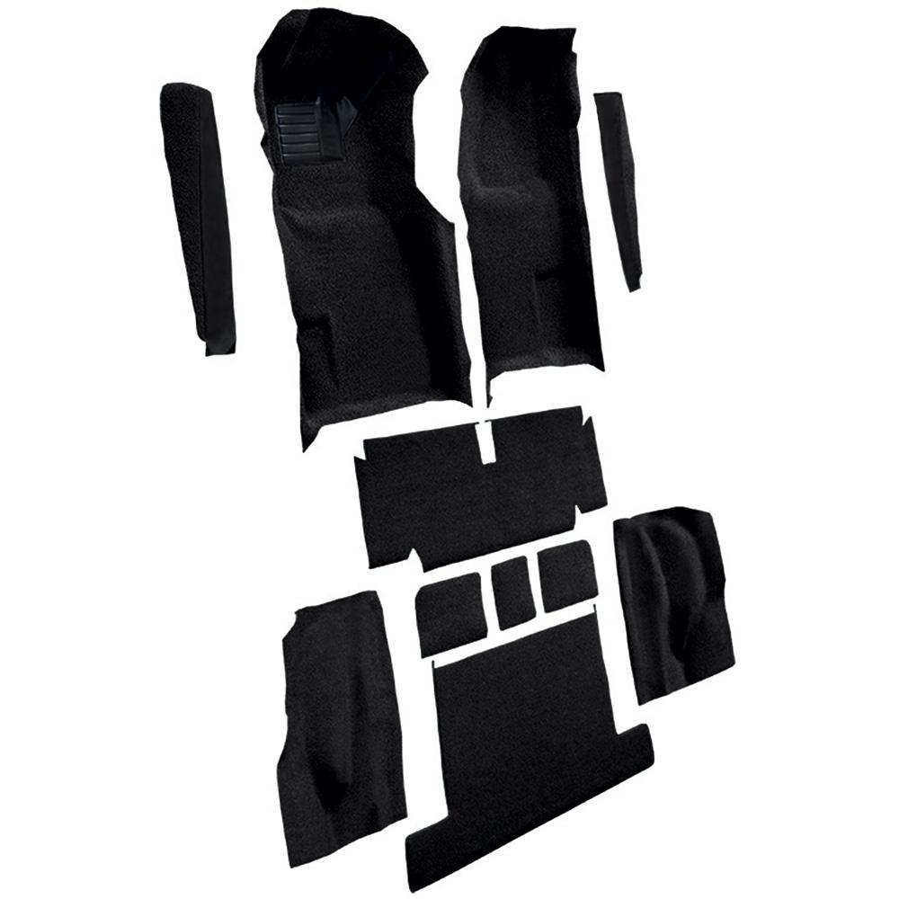 1971-75 Chevrolet Corvette Coupe Automatic Complete Molded Carpet Set w/ Heel Pad Cutpile Black