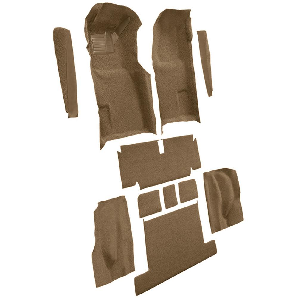 1971-75 Chevrolet Corvette Coupe Automatic Complete Molded Carpet Set w/ Heel Pad Cutpile Dark Saddle