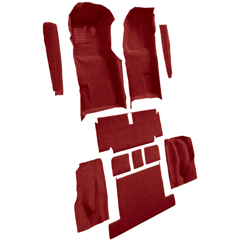 1971-75 Chevrolet Corvette Coupe Automatic Complete Molded Carpet Set w/ Heel Pad Cutpile Oxblood