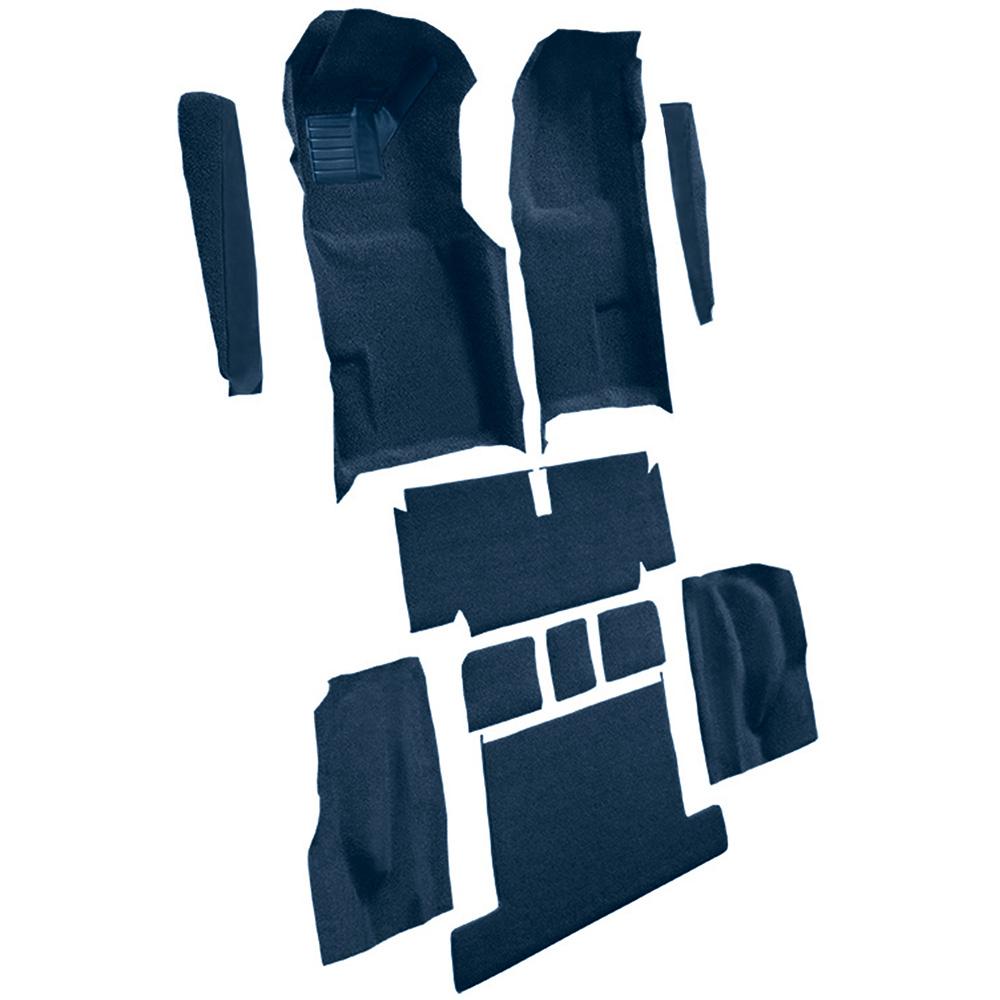 1971-75 Chevrolet Corvette Coupe Automatic Complete Molded Carpet Set w/ Heel Pad Cutpile Royal Blue