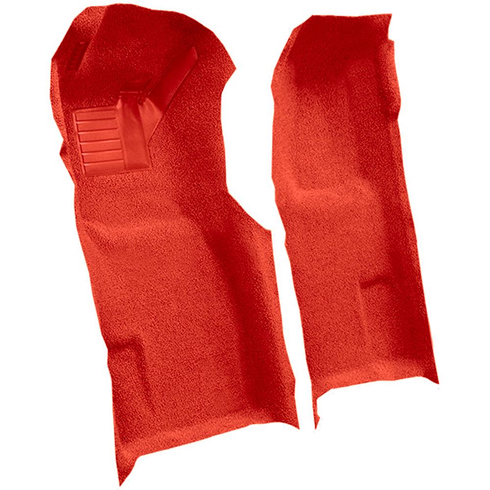 1971-77 Chevrolet Corvette Automatic Front Molded Carpet Set w/ Heel Pad Cutpile Firethorn/Medium Red