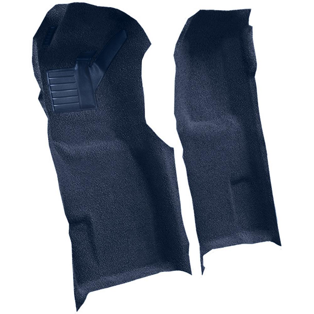 1971-77 Chevrolet Corvette Automatic Front Molded Carpet Set w/ Heel Pad Cutpile Blue