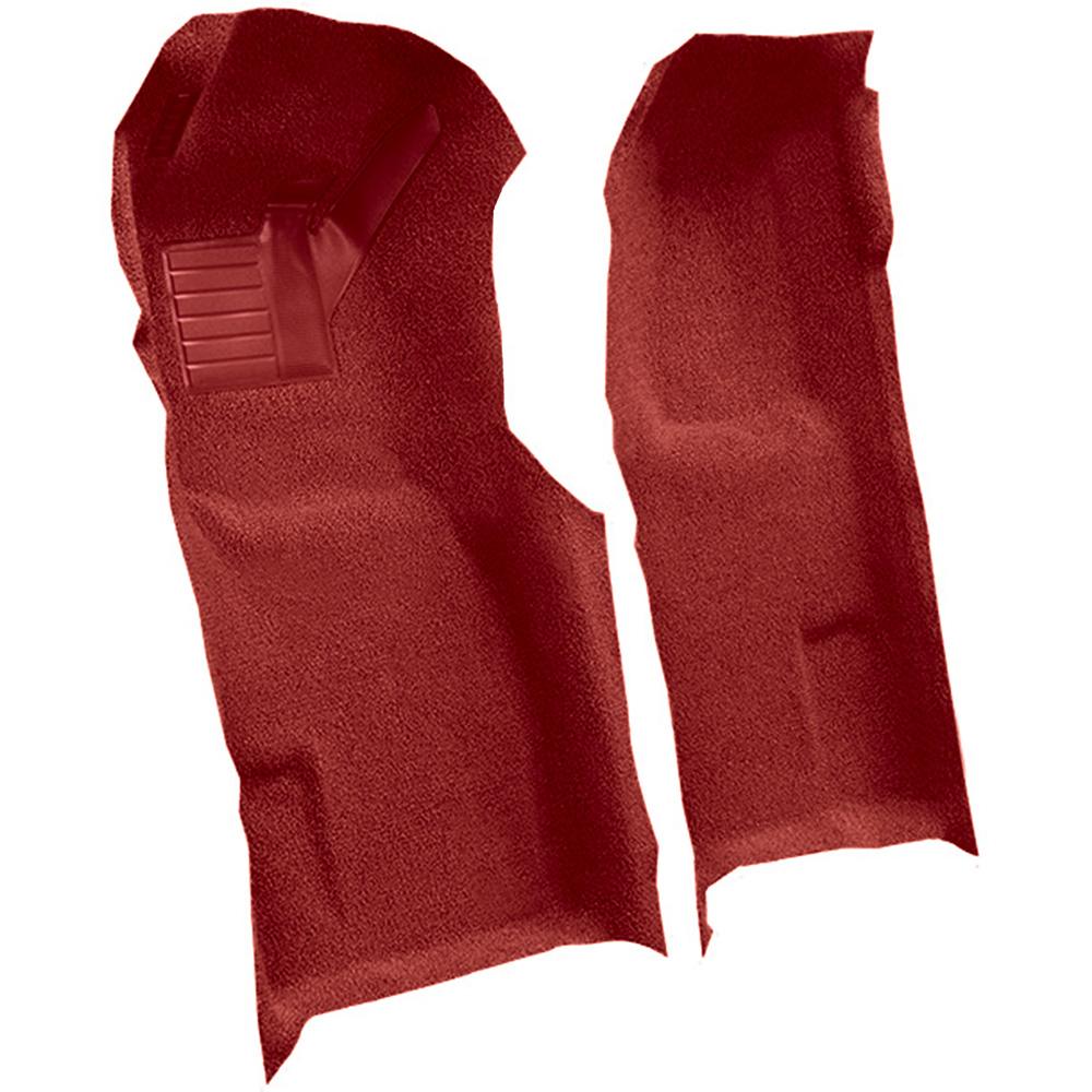 1971-77 Chevrolet Corvette Automatic Front Molded Carpet Set w/ Heel Pad Cutpile Oxblood