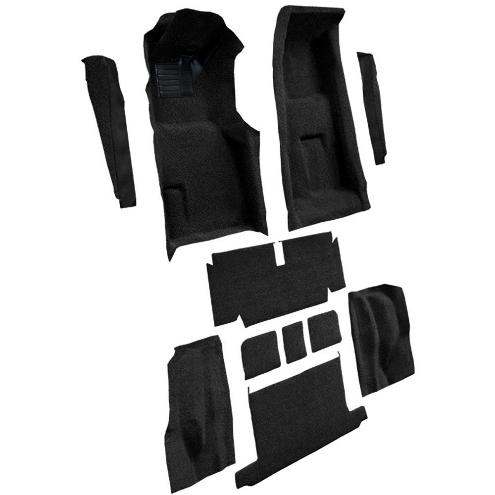 1971-72 Chevrolet Corvette Roadster 4-Speed Complete Molded Carpet Set w/ Heel Pad Cutpile Black