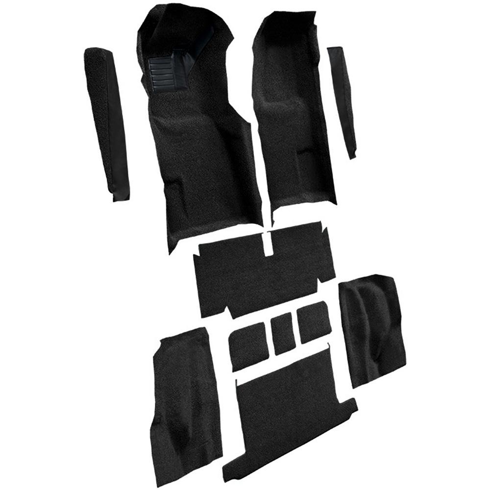 1971-72 Chevrolet Corvette Roadster Automatic Complete Molded Carpet Set w/ Heel Pad Cutpile Black