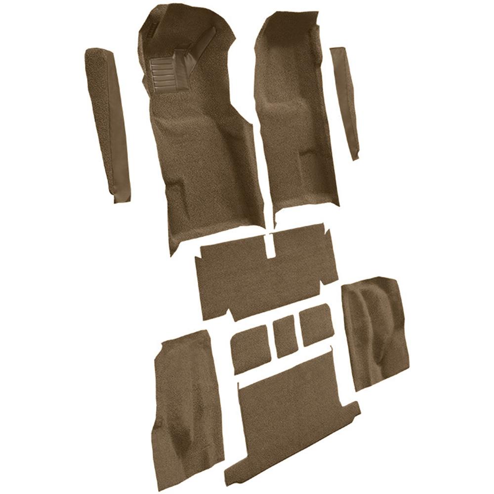 1971-72 Chevrolet Corvette Roadster Automatic Complete Molded Carpet Set w/ Heel Pad Cutpile Medium Saddle