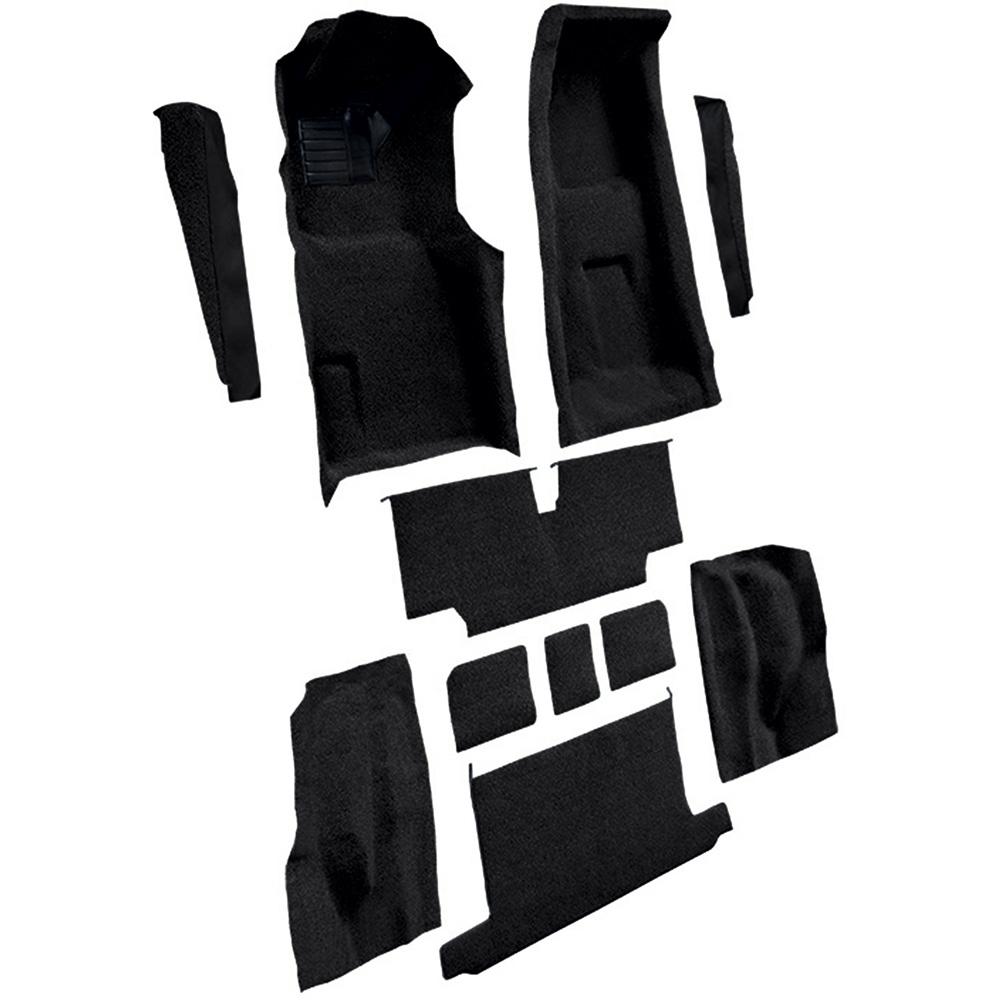 1973-75 Chevrolet Corvette Roadster 4-Speed Complete Molded Carpet Set w/ Heel Pad Cutpile Black