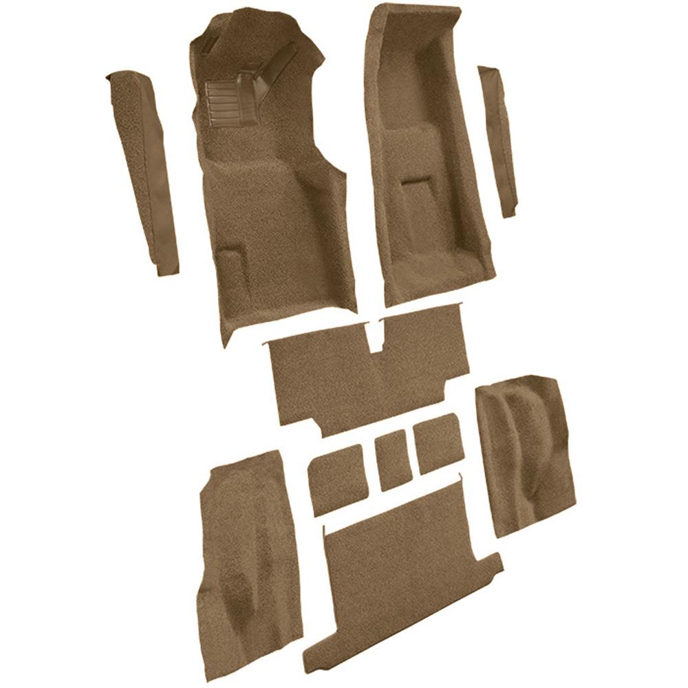 1973-75 Chevrolet Corvette Roadster 4-Speed Complete Molded Carpet Set w/ Heel Pad Cutpile Dark Saddle