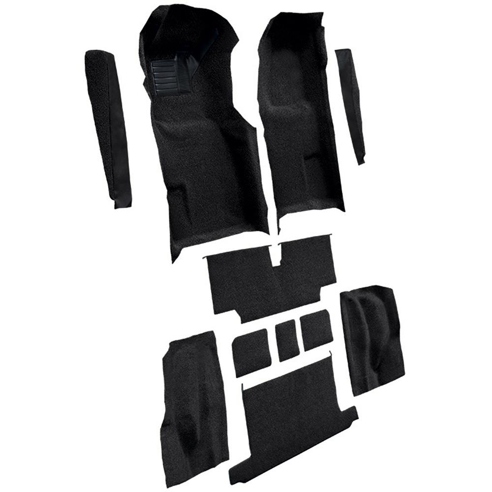 1973-75 Chevrolet Corvette Roadster Automatic Complete Molded Carpet Set w/ Heel Pad Cutpile Black