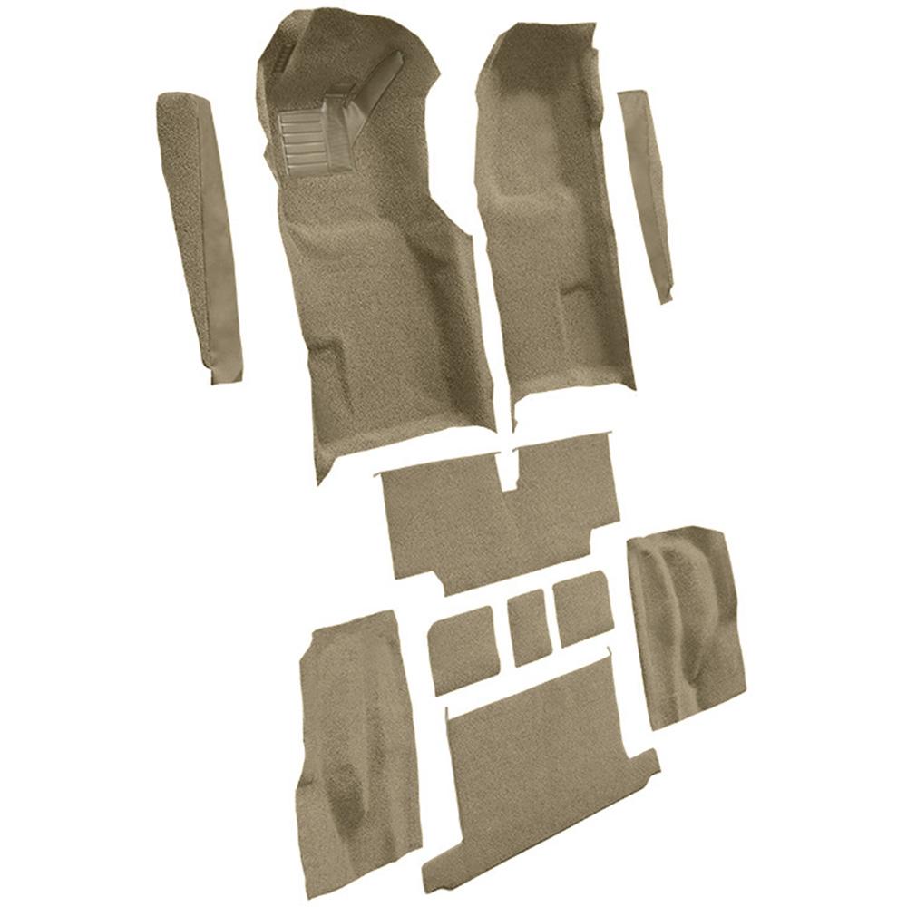1973-75 Chevrolet Corvette Roadster Automatic Complete Molded Carpet Set w/ Heel Pad Cutpile Medium Saddle