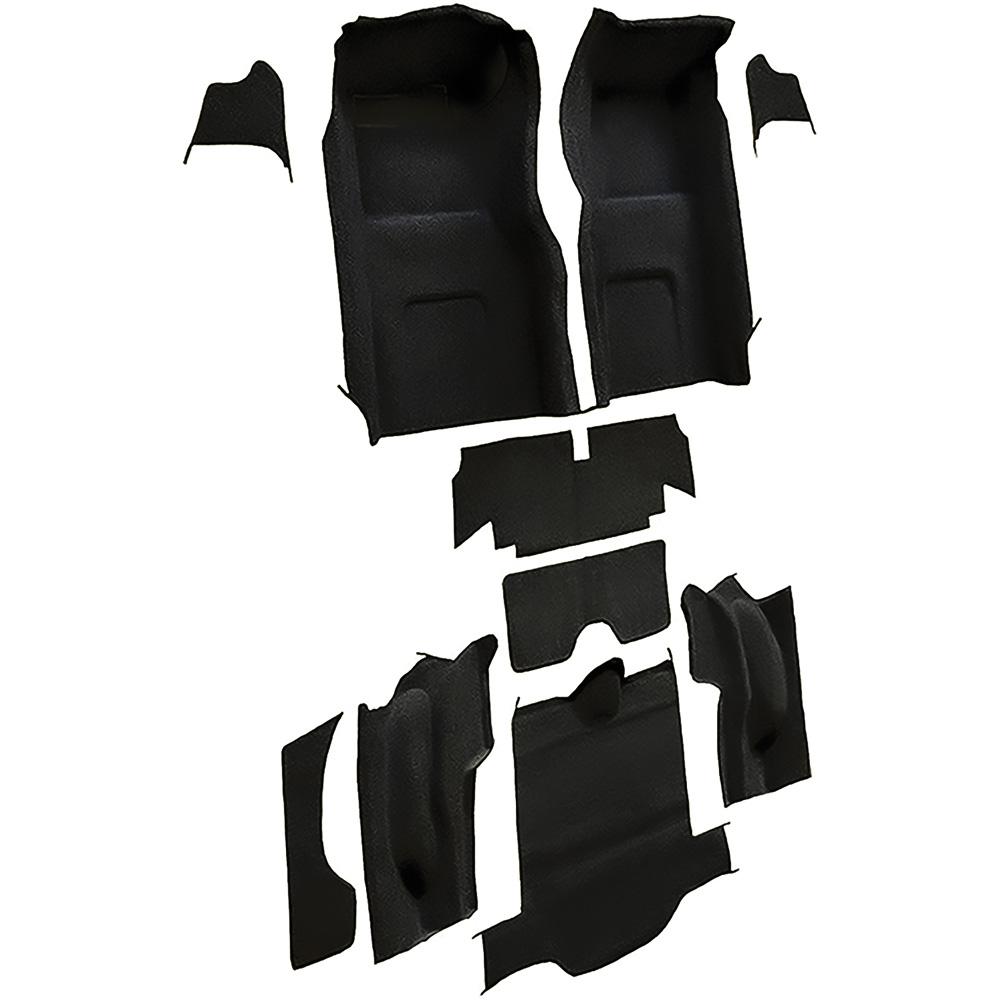 1965 Chevrolet Corvette Coupe Complete Molded Carpet Set w/o Heel Pad Loop Mass Backing Black
