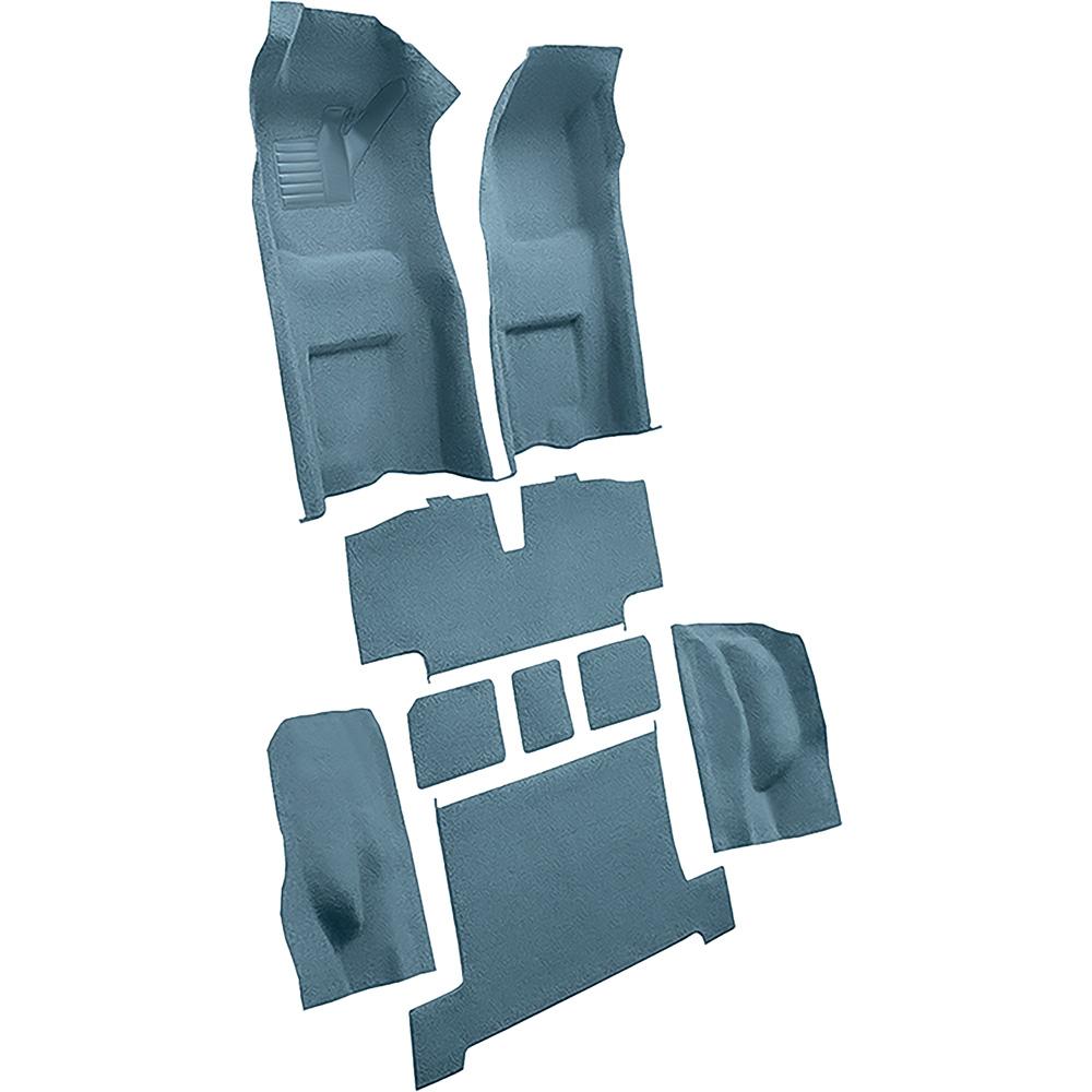 1968 Chevrolet Corvette 4-Speed Complete Molded Carpet Set w/ Heel Pad Loop Mass Backing Bright Blue