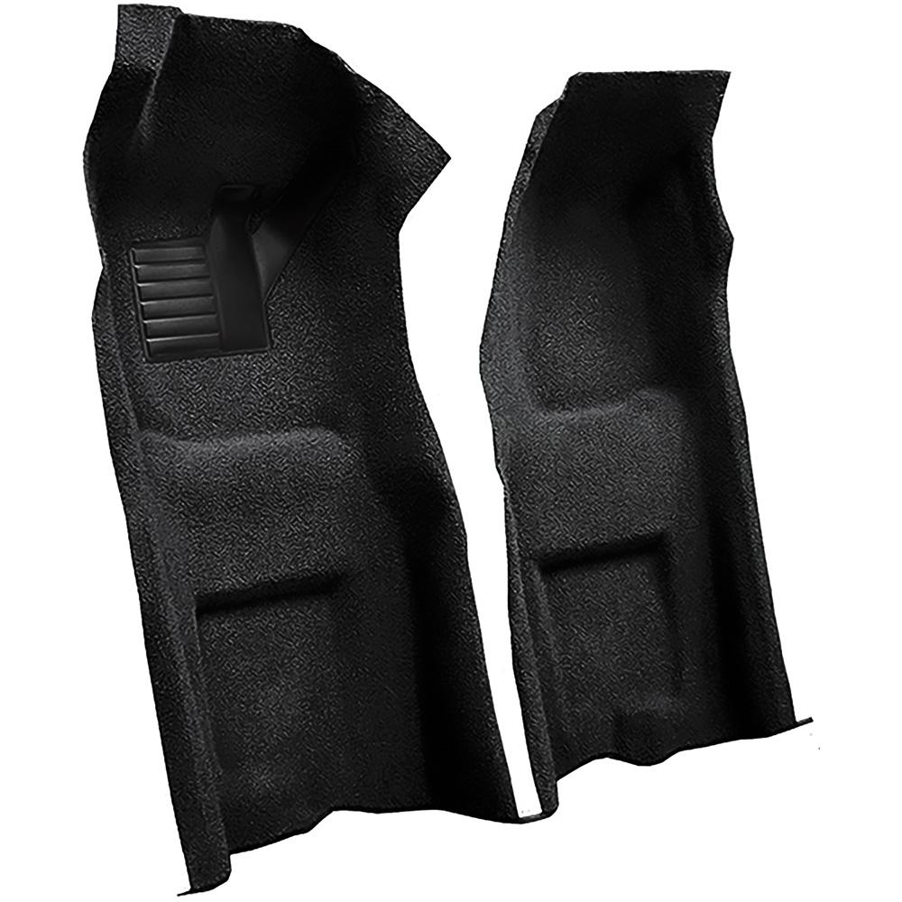 1968 Chevrolet Corvette Automatic Front Molded Carpet Set w/ Heel Pad Loop Mass Backing Black
