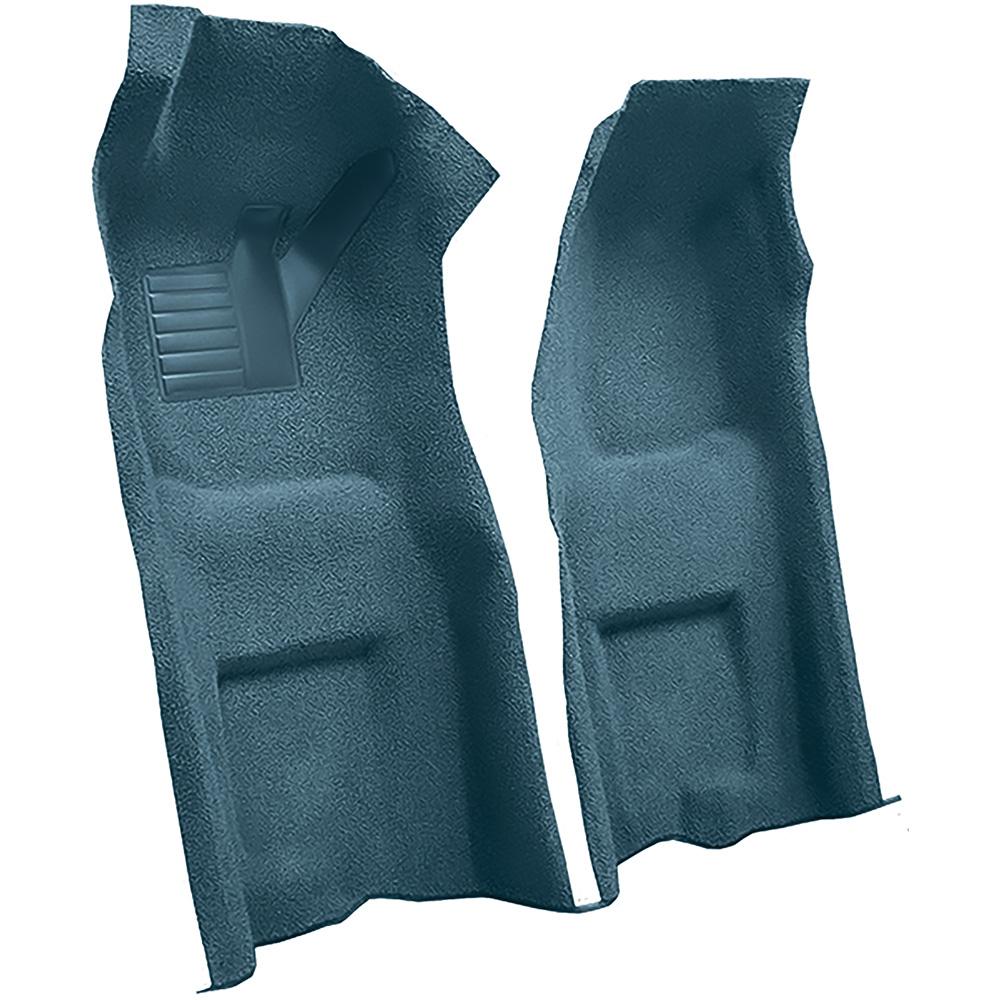 1968 Chevrolet Corvette Automatic Front Molded Carpet Set w/ Heel Pad Loop Mass Backing Bright Blue