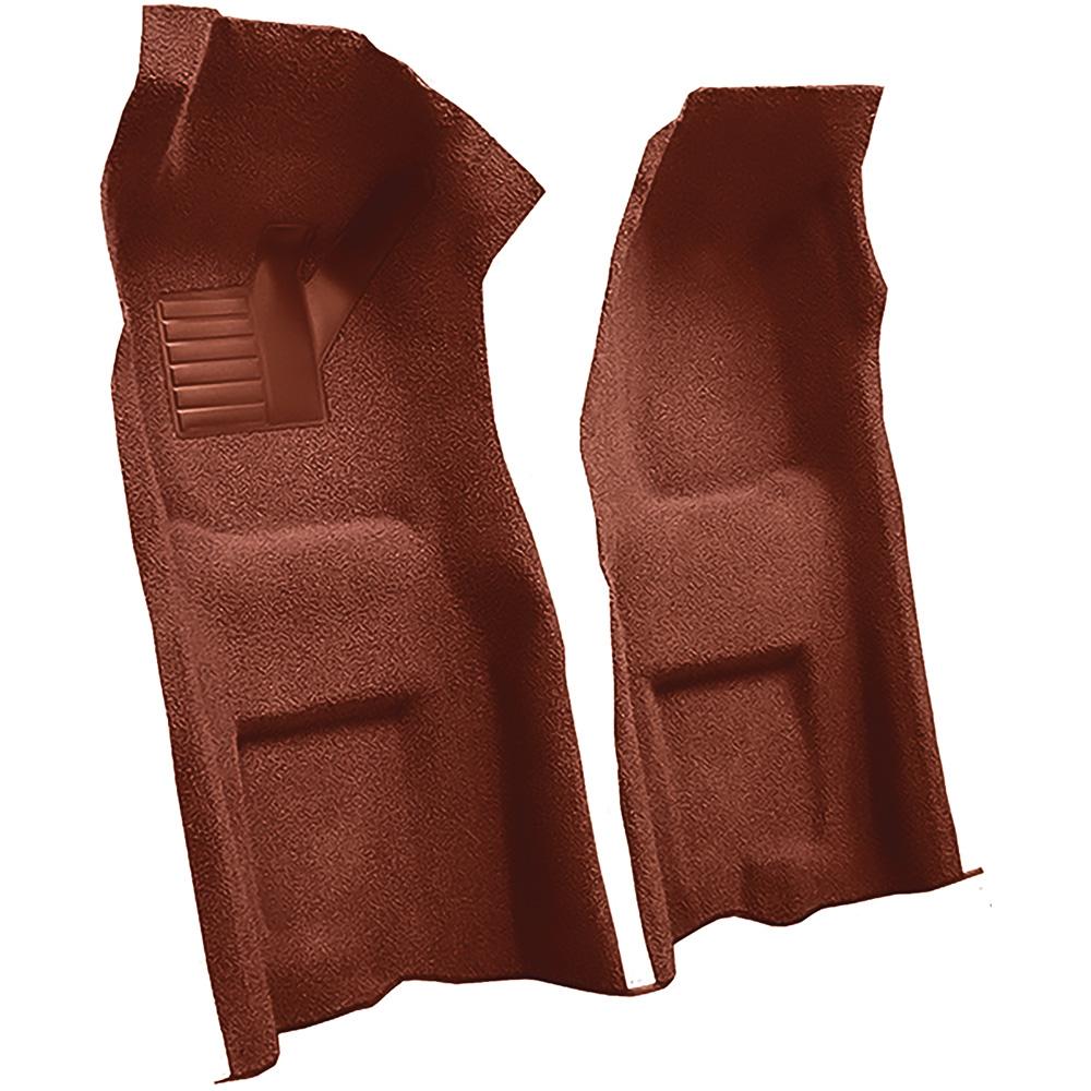 1968 Chevrolet Corvette Automatic Front Molded Carpet Set w/ Heel Pad Loop Mass Backing Burnt Orange