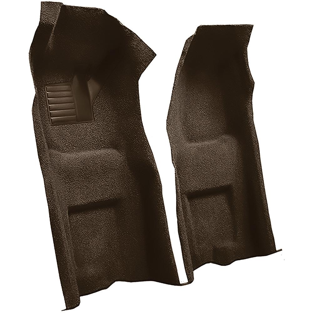 1968 Chevrolet Corvette Automatic Front Molded Carpet Set w/ Heel Pad Loop Mass Backing Dark Brown
