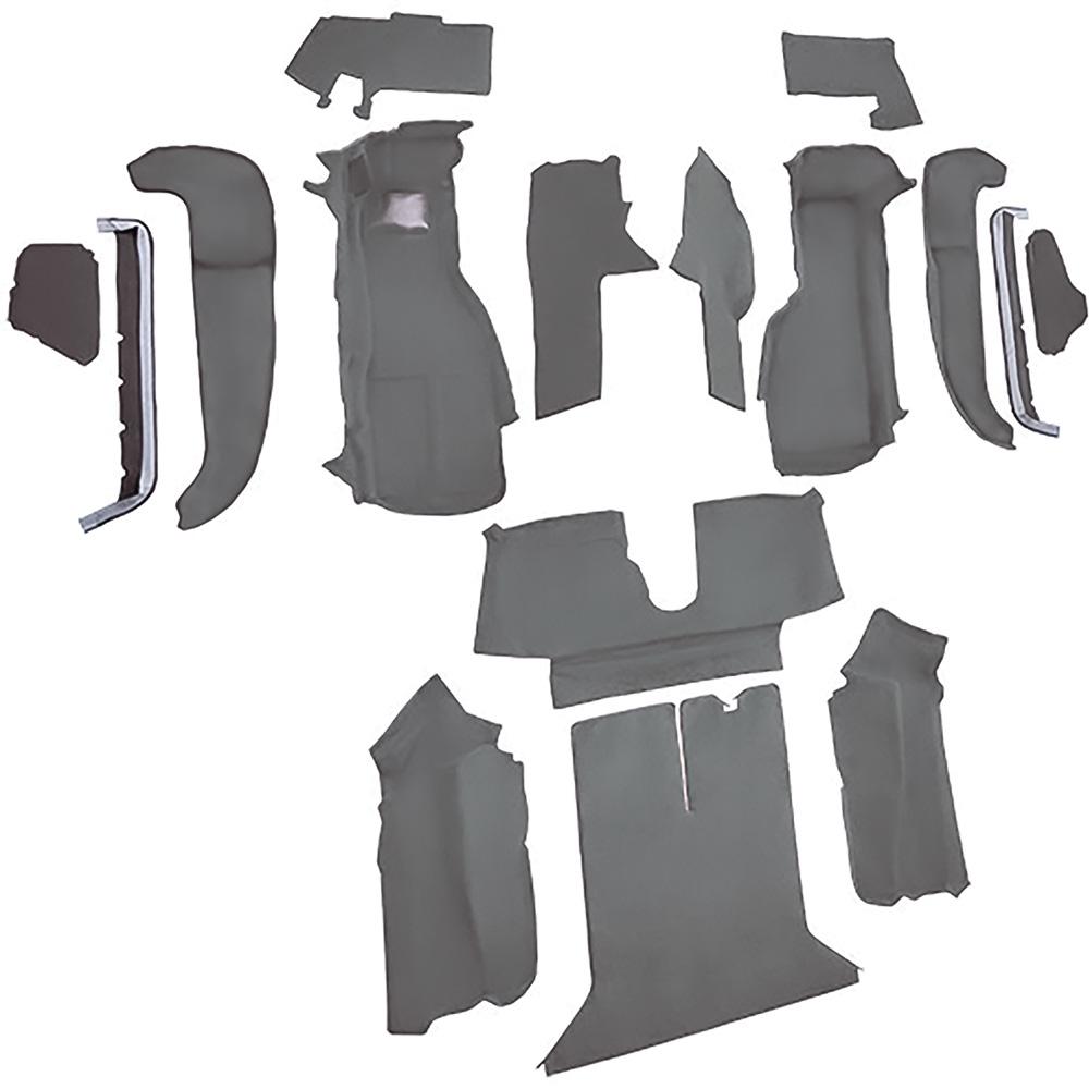 1992-93 Chevrolet Corvette Coupe w/1 Door Latch Complete Molded Carpet Set Cutpile Mass Backing Smoke