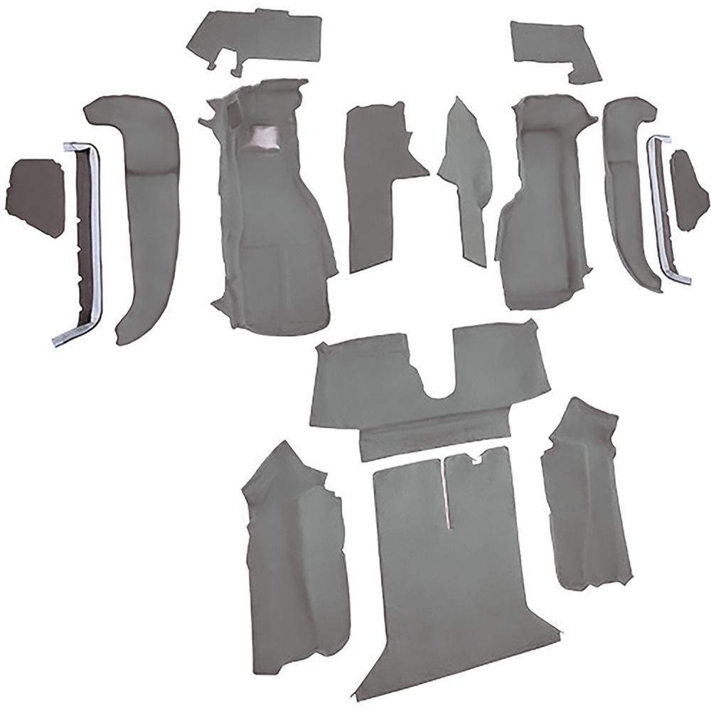 1992-93 Chevrolet Corvette Coupe w/1 Door Latch Complete Molded Carpet Set Cutpile Mass Backing Medium Gray/Pewter