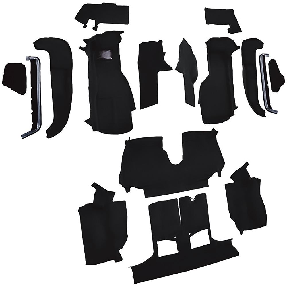 1992-93 Chevrolet Corvette Convertible w/1 Door Latch Complete Molded Carpet Set Cutpile Mass Backing Black