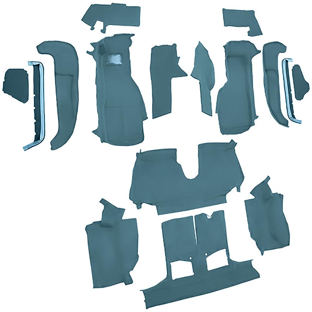 1992-93 Chevrolet Corvette Convertible w/1 Door Latch Complete Molded Carpet Set Cutpile Mass Backing Metallic Blue