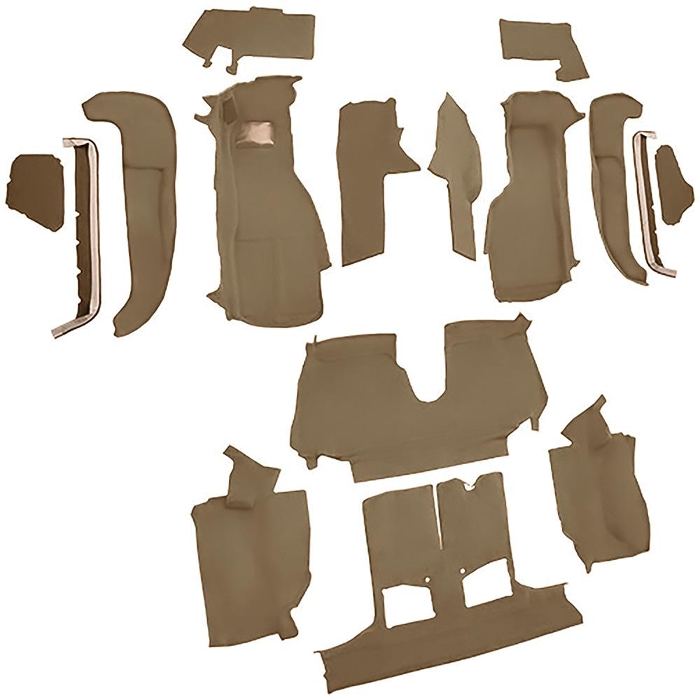 1992-93 Chevrolet Corvette Convertible w/1 Door Latch Complete Molded Carpet Set Cutpile Mass Backing Cognac