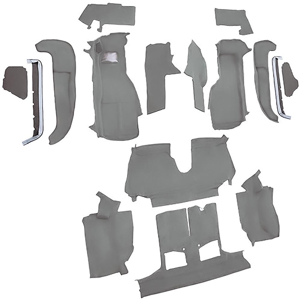 1992-93 Chevrolet Corvette Convertible w/1 Door Latch Complete Molded Carpet Set Cutpile Mass Backing Medium Gray/Pewter
