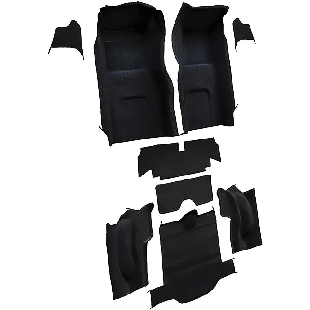 1966 Chevrolet Corvette Coupe Complete Molded Carpet Set w/o Heel Pad Loop Mass Backing Black