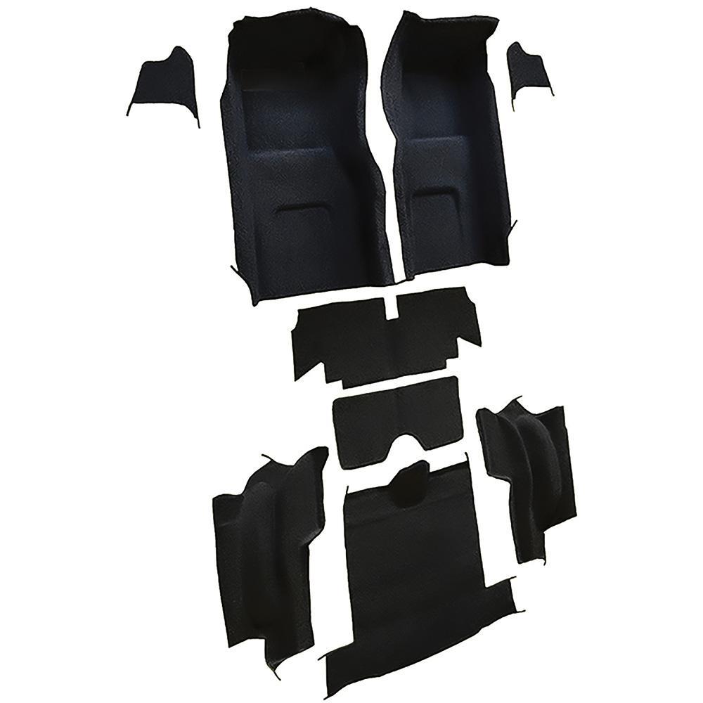 1965-66 Chevrolet Corvette Roadster Complete Molded Carpet Set w/o Heel Pad Loop Mass Backing Black