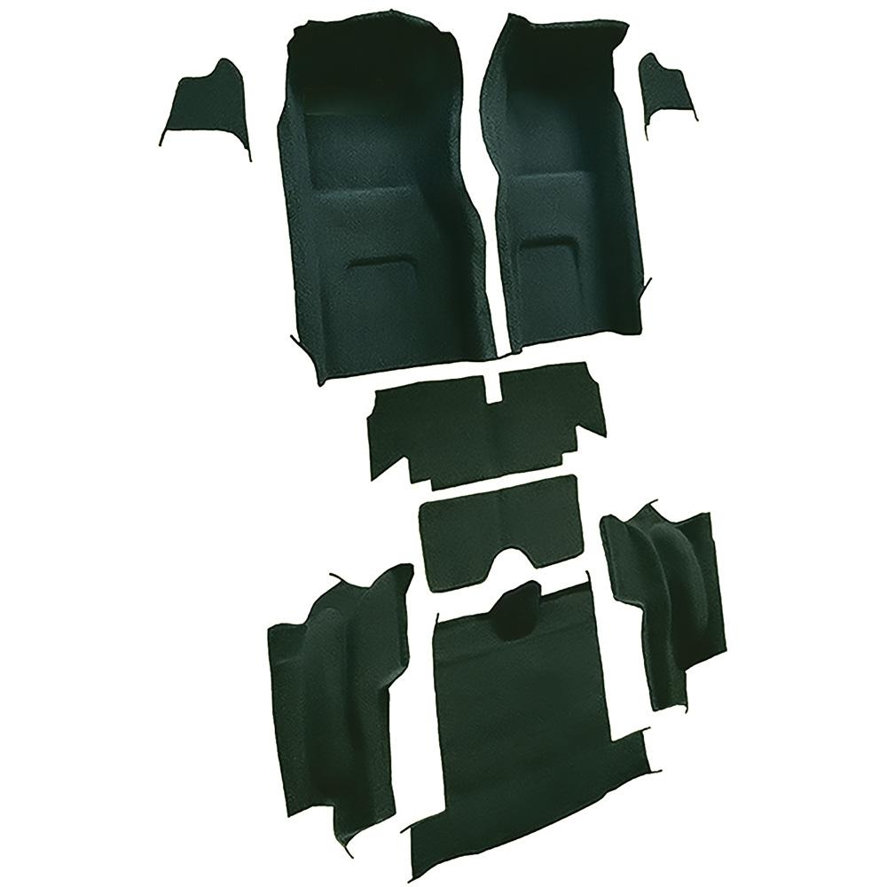 1965-66 Chevrolet Corvette Roadster Complete Molded Carpet Set w/o Heel Pad Loop Mass Backing Dark Green